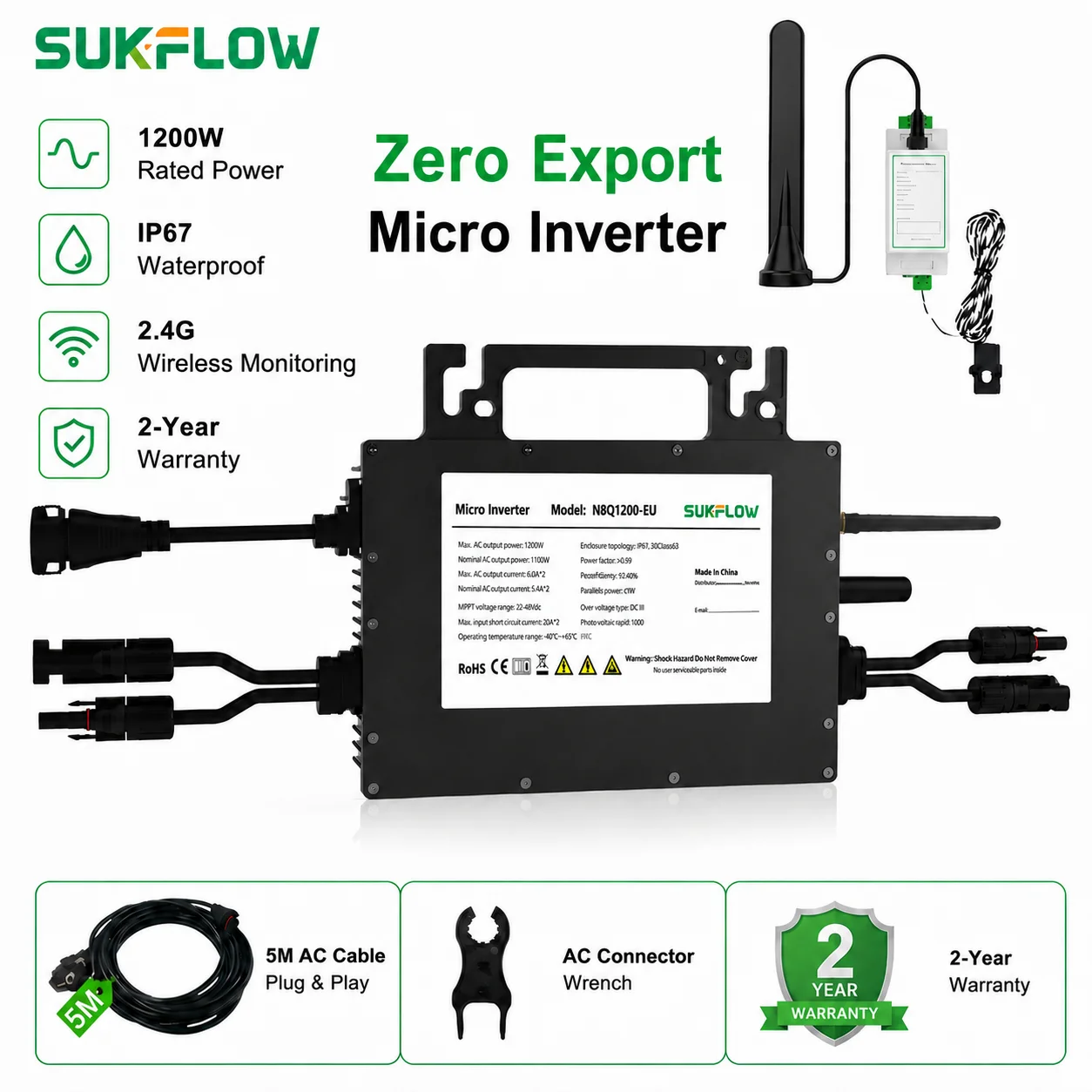 SUKFLOW Zero Expert 1200W Grid - Grid Tie Micro Inverter recensie en prijs